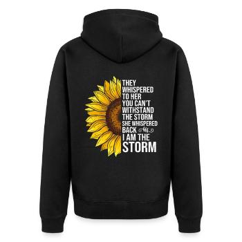 Breast Cancer Awareness Sonnenblume - Unisex Premium Bio Zip Hoodie - Schwarz - Hinten - Nico (187cm)