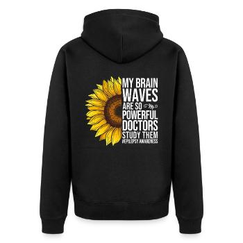 Epilepsy Awareness Sunflower - Unisex Premium Organic Zip Hoodie - black - Back - Nico (187cm)