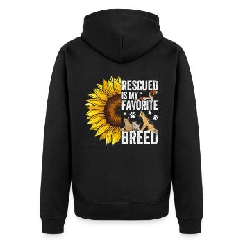 Animal rescue sunflower - Unisex Premium Organic Zip Hoodie - black - Back - Nico (187cm)