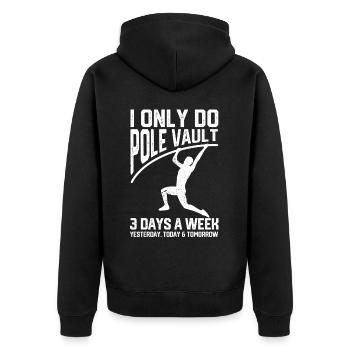 Lustiger Stabhochsprung Stabhochsprung - Unisex Premium Bio Zip Hoodie - Schwarz - Hinten - Nico (187cm)