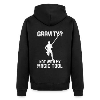Lustiger Stabhochsprung Stabhochsprung - Unisex Premium Bio Zip Hoodie - Schwarz - Hinten - Nico (187cm)