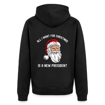 Alles, was ich zu Weihnachten will, ist ein neuer Präsident - Unisex Premium Bio Zip Hoodie - Schwarz - Hinten - Nico (187cm)