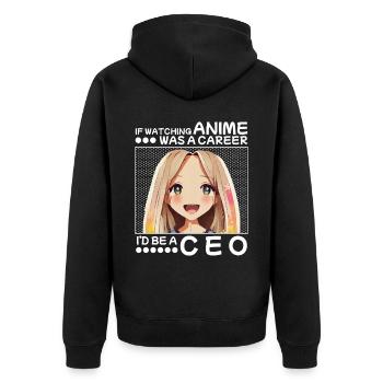 Wenn Anime eine Karriere wäre, wäre ich CEO sein - Unisex Premium Bio Zip Hoodie - Schwarz - Hinten - Nico (187cm)