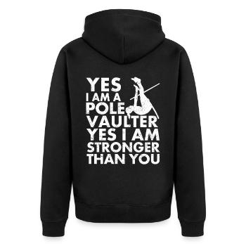 Lustiger Stabhochsprung Stabhochsprung - Unisex Premium Bio Zip Hoodie - Schwarz - Hinten - Nico (187cm)