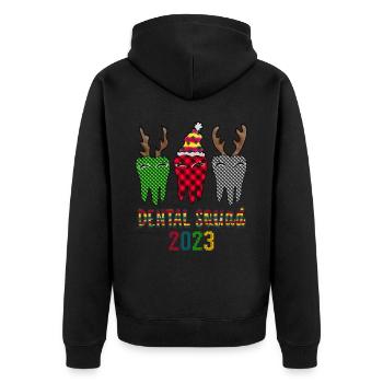 Dental Squad 2023 Weihnachten , Zahnarzt Weihnachten , - Unisex Premium Bio Zip Hoodie - Schwarz - Hinten - Nico (187cm)
