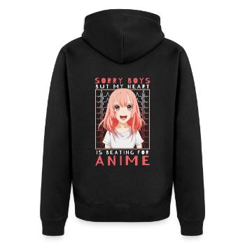 Entschuldigung Jungs, aber mein Herz schlägt für A - Unisex Premium Bio Zip Hoodie - Schwarz - Hinten - Nico (187cm)