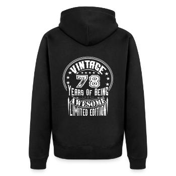 Vintage 78 Years Of Being Awesome Limited Edition - Unisex Premium Organic Zip Hoodie - black - Back - Nico (187cm)