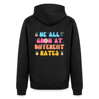 We All Grow At Different Rates Sped Teacher, - Unisex Premium Organic Zip Hoodie - black - Back - Nico (187cm)