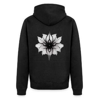 Gothic Flower Lotus Floral Goth - Unisex Premium Bio Zip Hoodie - Schwarz - Hinten - Nico (187cm)
