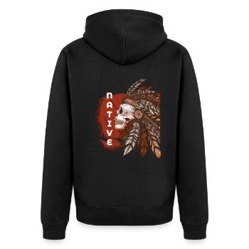 Indianer Indianer Schädel Kopfschmuck - Unisex Premium Bio Zip Hoodie - Schwarz - Hinten - Nico (187cm)