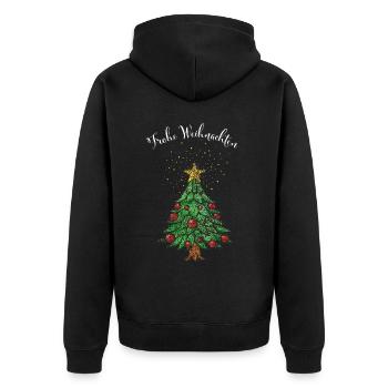 Frohe Weihnachten Weihnachtsbaum Christbaum - Unisex Premium Bio Zip Hoodie - Schwarz - Hinten - Nico (187cm)