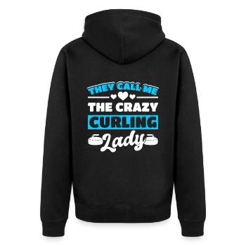 Curling Sport Curler - Unisex Premium Bio Zip Hoodie - Schwarz - Hinten - Nico (187cm)