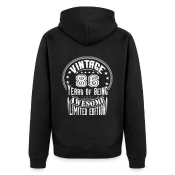 Vintage 86 Years Of Being Awesome Limited Edition - Unisex Premium Organic Zip Hoodie - black - Back - Nico (187cm)