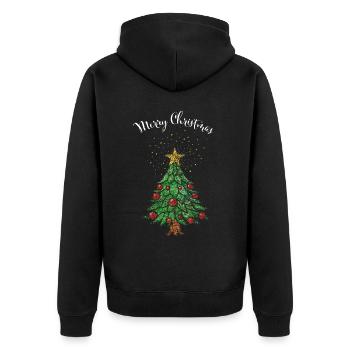 Merry Christmas Weihnachtsbaum Christbaum - Unisex Premium Bio Zip Hoodie - Schwarz - Hinten - Nico (187cm)