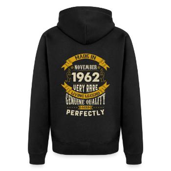 Novembre 1962 Millésime anniversaire - Veste à capuche bio Premium Unisexe - noir - Dos - Nico (187cm)