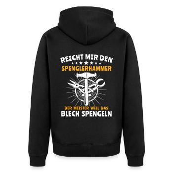 Spengler Spengeln Bauspengler - Unisex Premium Bio Zip Hoodie - Schwarz - Hinten - Nico (187cm)