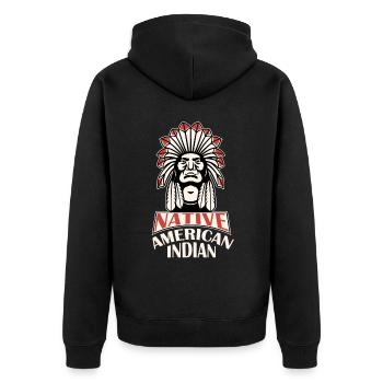Indigene Kopfschmuck Indian Indian Indianer Erbe - Unisex Premium Bio Zip Hoodie - Schwarz - Hinten - Nico (187cm)