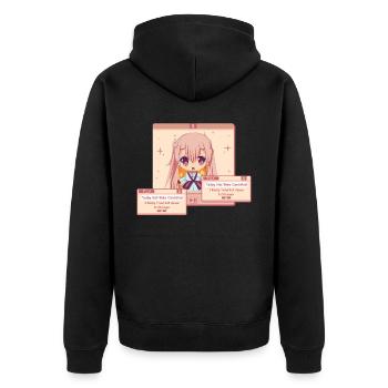 Heute wurde Anime abgesagt, ist stärker süßer Chib - Unisex Premium Bio Zip Hoodie - Schwarz - Hinten - Nico (187cm)