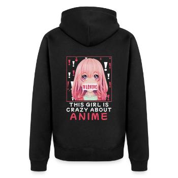 Lustige Warnung Dieses Mädchen ist verrückt nach A - Unisex Premium Bio Zip Hoodie - Schwarz - Hinten - Nico (187cm)