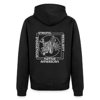 Starke belastbare indigene amerikanische Ureinwohn - Unisex Premium Bio Zip Hoodie - Schwarz - Hinten - Nico (187cm)