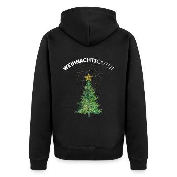 Weihnachtsbaum Christbaum Weihnachtsoutfit - Unisex Premium Bio Zip Hoodie - Schwarz - Hinten - Nico (187cm)