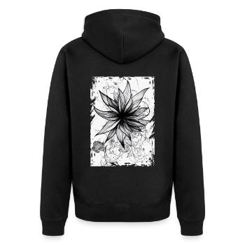 Himmlische Blumenblumenleitungskunst Illustration - Unisex Premium Bio Zip Hoodie - Schwarz - Hinten - Nico (187cm)