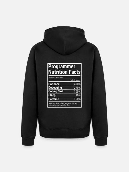 Programmer Nutrition Facts für Programmierer - Unisex Premium Bio Zip Hoodie - Schwarz