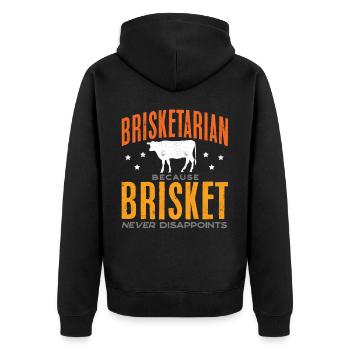 Brisketarian, Brisket, Smoked meat, BBQ - Unisex Premium Organic Zip Hoodie - black - Back - Nico (187cm)