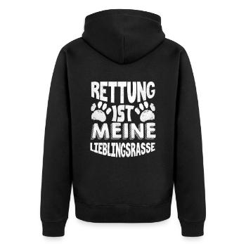 Sauvetage de chien, chiens, chien - Veste à capuche bio Premium Unisexe - noir - Dos - Nico (187cm)