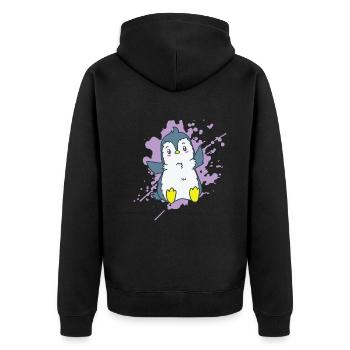 Penguin rejoices in kawaii style animal - Unisex Premium Organic Zip Hoodie - black - Back - Nico (187cm)