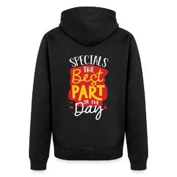 Specials Der Beste Teil Des Tages, Special Ed - Unisex Premium Bio Zip Hoodie - Schwarz - Hinten - Nico (187cm)