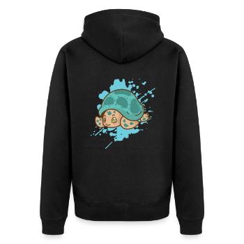 Turtle in Japanese kawaii style animal - Unisex Premium Organic Zip Hoodie - black - Back - Nico (187cm)