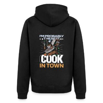 Cook Cooking Utensils - Unisex Premium Organic Zip Hoodie - black - Back - Nico (187cm)