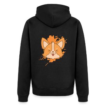 Fuchs im japanischen Kawaii Stil Tier - Unisex Premium Bio Zip Hoodie - Schwarz - Hinten - Nico (187cm)
