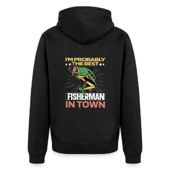 Angler Fishing Bass - Unisex Premium Organic Zip Hoodie - black - Back - Nico (187cm)