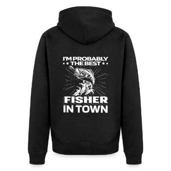 Angler Fishing Bass - Unisex Premium Organic Zip Hoodie - black - Back - Nico (187cm)