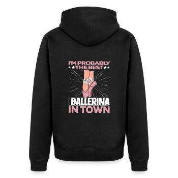 Ballet Balerina Witzig - Unisex Premium Organic Zip Hoodie - black - Back - Nico (187cm)
