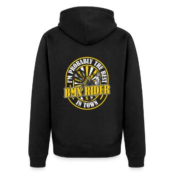 Bmx Bmx Biker Lustig - Unisex Premium Bio Zip Hoodie - Schwarz - Hinten - Nico (187cm)