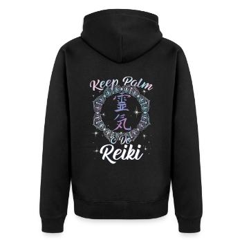 Tenez la paume de votre main et faites du Reiki - Veste à capuche bio Premium Unisexe - noir - Dos - Nico (187cm)