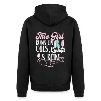 Cette fille vit d’huiles, de cristaux et de Reiki - Veste à capuche bio Premium Unisexe - noir - Dos - Nico (187cm)
