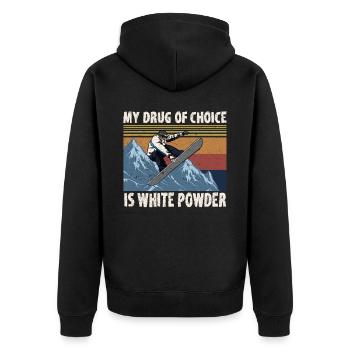 My Drug Of Choice Is White Powder Snowboarding - Unisex Premium Organic Zip Hoodie - black - Back - Nico (187cm)