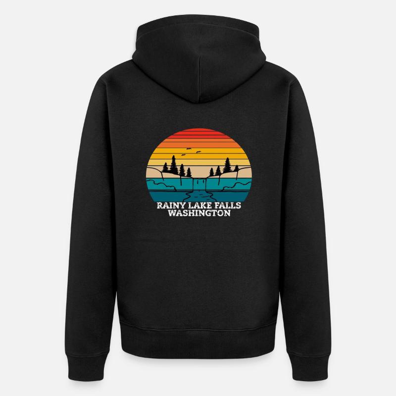 Rainy Lake Falls Washington - Veste à capuche bio Premium Unisexe - noir