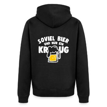 Bier Spruch Soviel Bier Und Nur Ein Krug Bierfans - Unisex Premium Bio Zip Hoodie - Schwarz - Hinten - Nico (187cm)