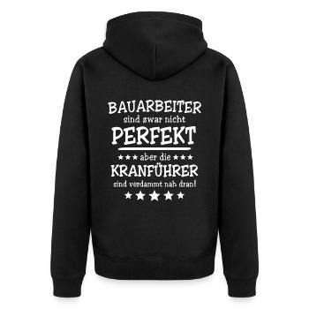 Kranfahrer Kranführer Kran - Unisex Premium Bio Zip Hoodie - Schwarz - Hinten - Nico (187cm)