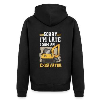 Désolé, je suis en retard, j'ai vu une construction d'excavatrice - Veste à capuche bio Premium Unisexe - noir - Dos - Nico (187cm)