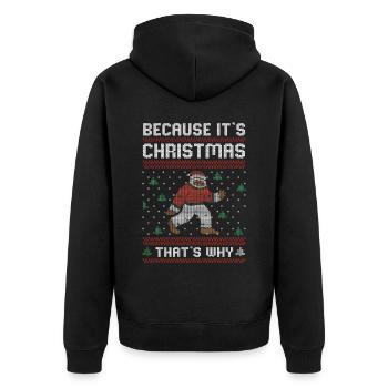 Ugly Christmas | Ugly Christmas Gift - Unisex Premium Organic Zip Hoodie - black - Back - Nico (187cm)