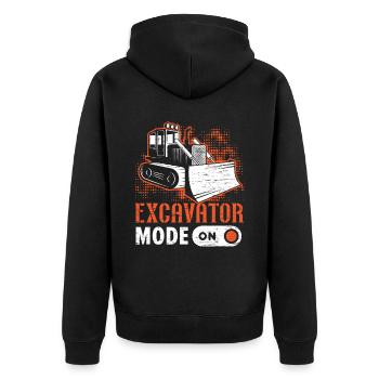 Excavator Mode On Construction Vehicle Digger - Unisex Premium Organic Zip Hoodie - black - Back - Nico (187cm)