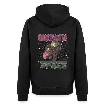 Quallen Astronauten Weltraum Galaxie - Unisex Premium Bio Zip Hoodie - Schwarz - Hinten - Nico (187cm)