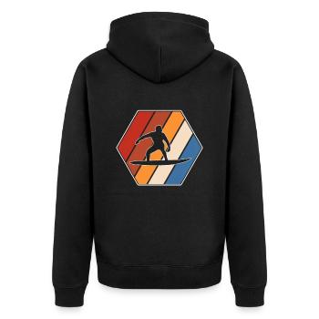 Surfing Retro - Unisex Premium Organic Zip Hoodie - black - Back - Nico (187cm)