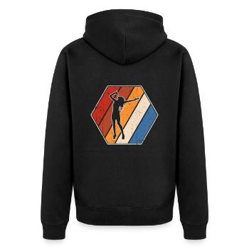 Singing Retro - Unisex Premium Organic Zip Hoodie - black - Back - Nico (187cm)